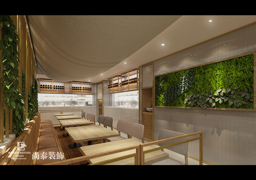 300平米自然清新餐廳裝修設(shè)計 | 丁旺餐廳